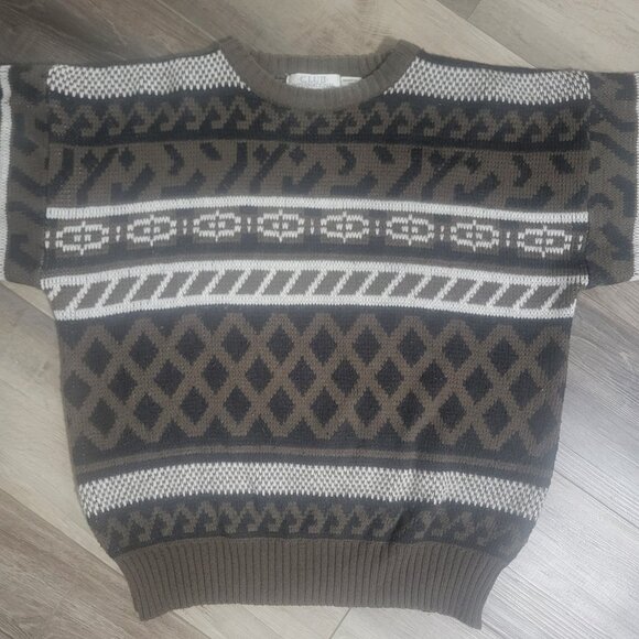 Vintage CLUB INTERNATIONAL Sweater Abstract Geometric Knit Size XL - Picture 2 of 4
